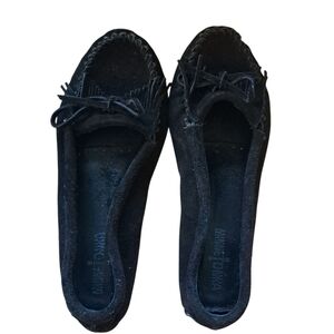 Kilty Black Genuine Suede Moccasin Hardsole